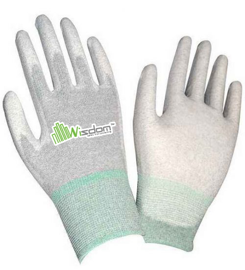 Carbon Fiber ESD PU Palm Coated Gloves WS-505